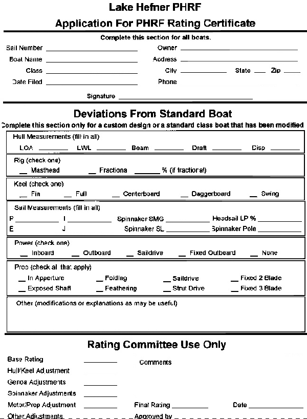PHRF Application
